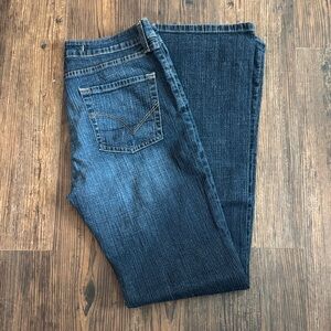 Dark Wash Straight Leg Jeans - Blue